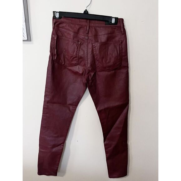 AG NWT Farrah Skinny Ankle jeans leatherette light maroon - Picture 4 of 5